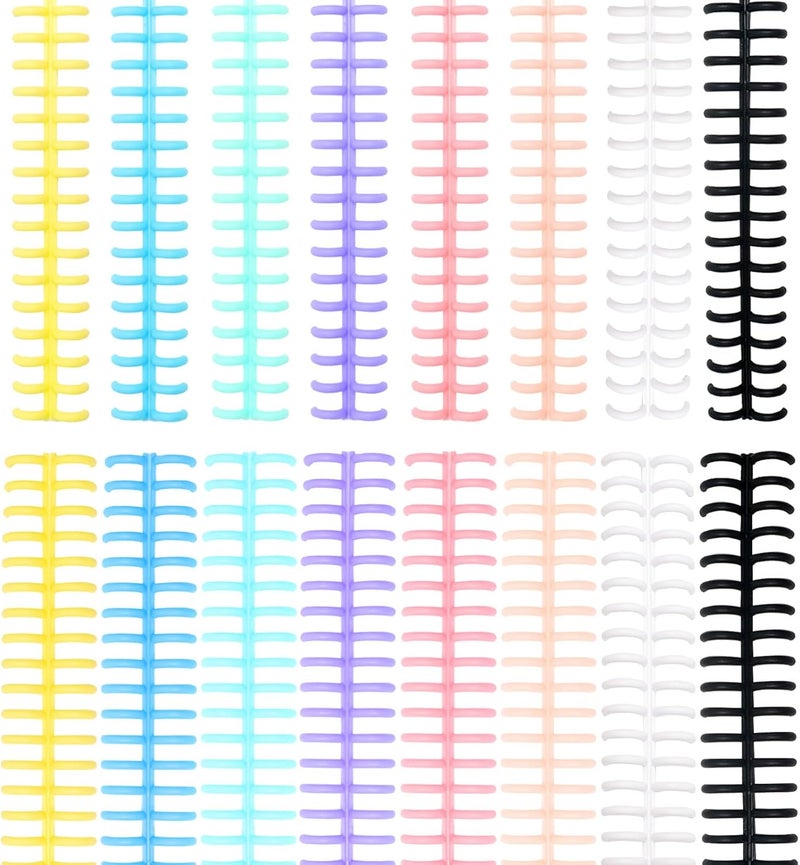 Koceci 16 PCS Comb Binding Spines, Plastic Spiral Binding Coils, 30 Rings Click Binding Spines for Student Teacher Business Document File Notebook File Making (Colorful) - Image 1